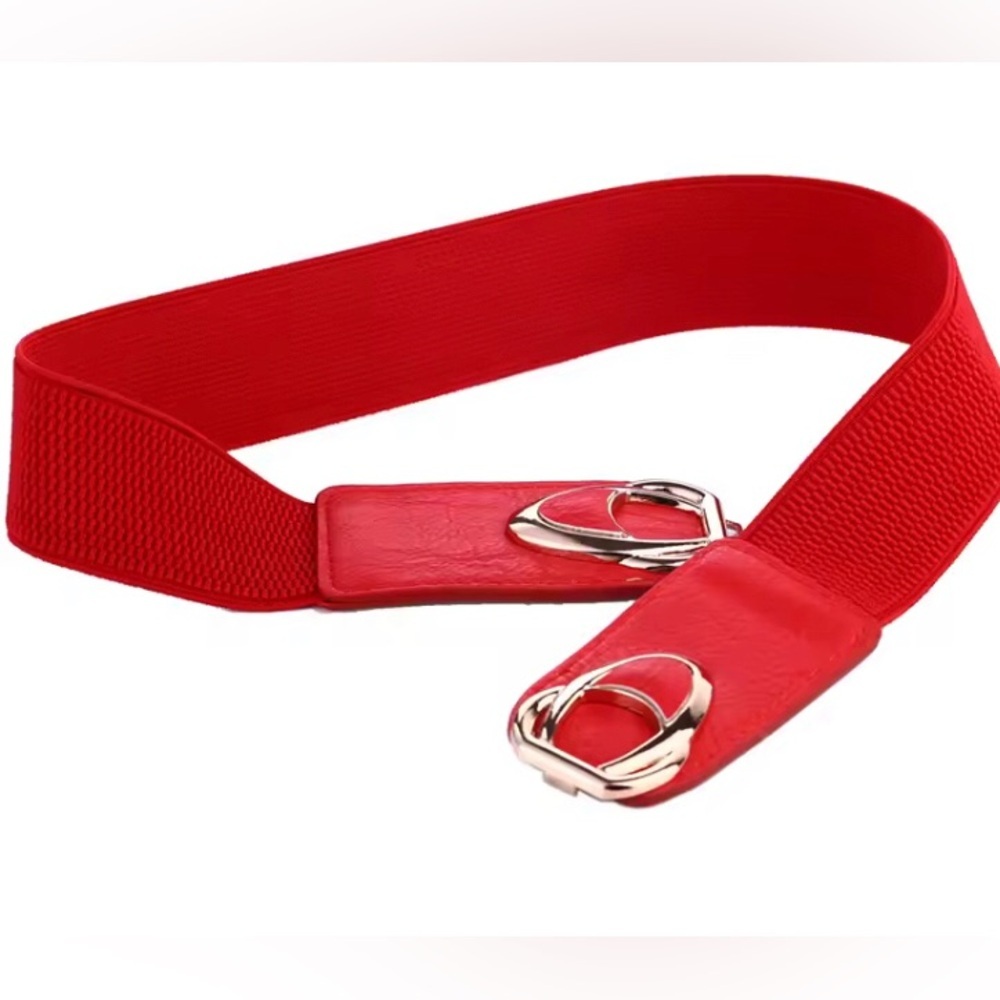 Woman red belt waistband.
